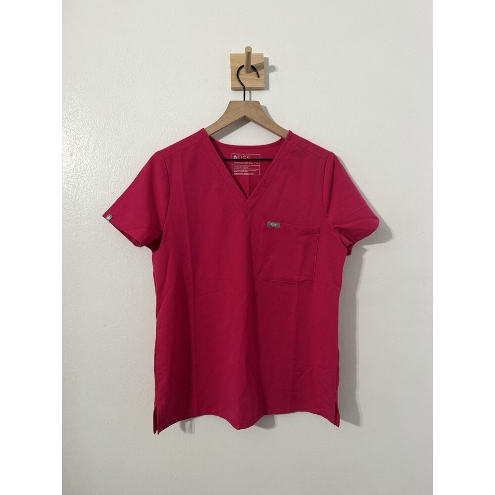 FIGS Catarina One-Pocket Scrub Top Womens Small Pink Ultra Rose Medical